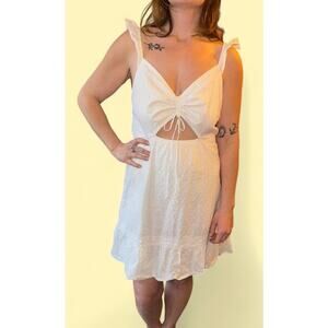 White cotton eyelet summer sun dress